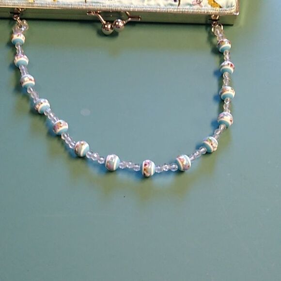 Embellished Beaded Kiss Clasp Clutch Cottagecore Grandmacore Granny Chic - Picture 5 of 7